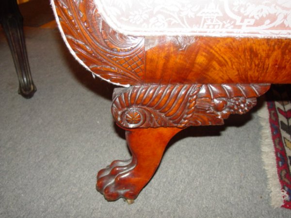 AMERICAN CLASSICAL STYLE 19 C MAHOGANY SETTEE - 6