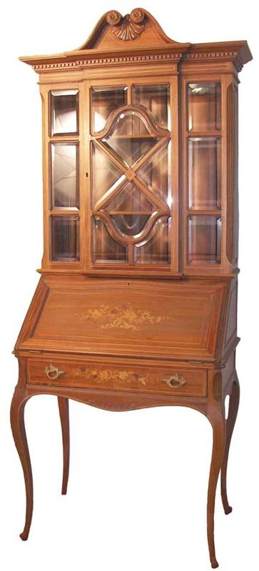 Ca. 1890 RJ Horner walnut drop front secretary