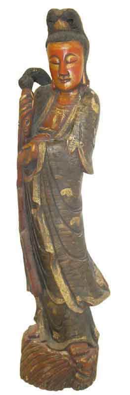 Japanese 6' wood carved statue of lady
