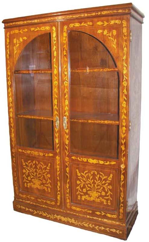 Mahogany and stain inlaid 2 door bookcase