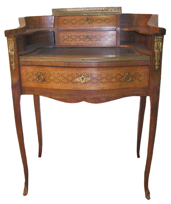 19th C. French parquet inlaid ladies writing desk