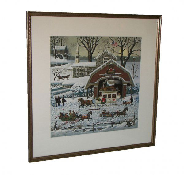 Framed 1987 print "Twas the Twilight Before Chris: Framed 1987 print "Twas the Twilight Before Christmas" signed Charles Wysocki 817/7500