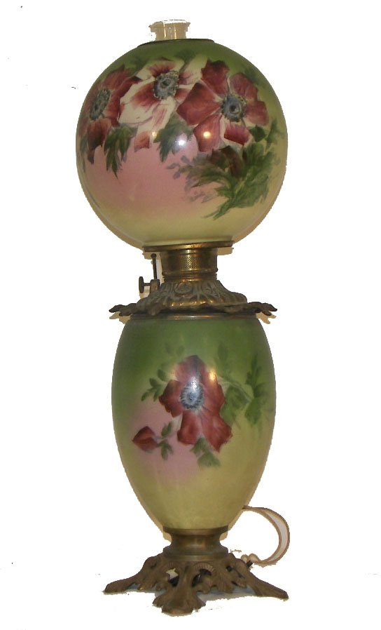 Original Gone With The Wind Lamp with floral pain: Original Gone With The Wind Lamp with floral painted shade and base