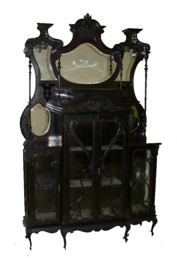 Ca 1890 American mahogany etegere with beveled mirro