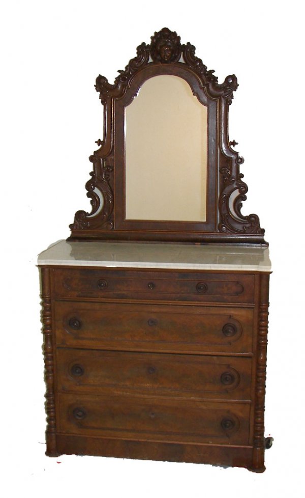 American Victorian rosewood marble top dresser