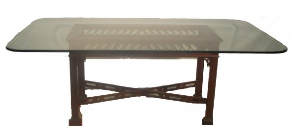 Custom made beveled glass top dining table