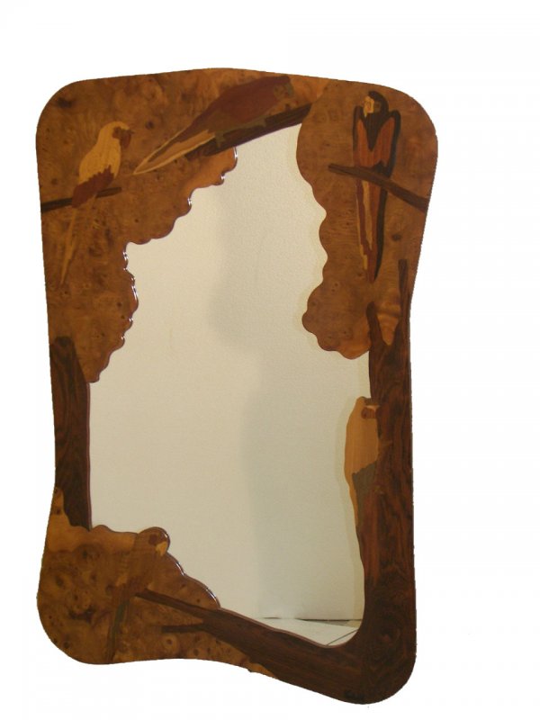 Early 20th C. Marjorelle style inlaid mirror with p