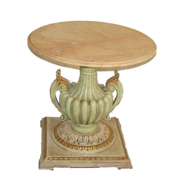 Ca. 1910 paint decorated marble top occassional tab
