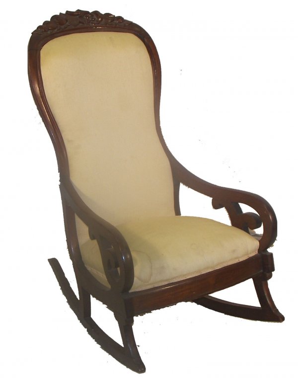 Lincoln rocker with carved floral crest