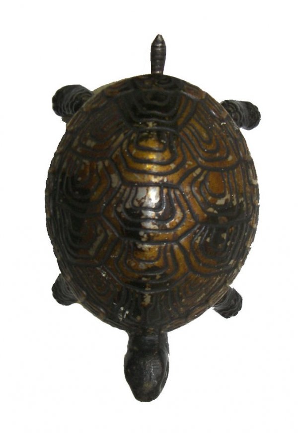 Ca. 1880 German clockwork cast iron turtle hotel ca