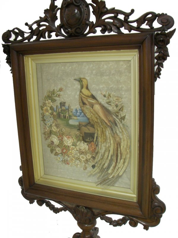 19th C. Brooks Bros. walnut pedestal firescreen - 5