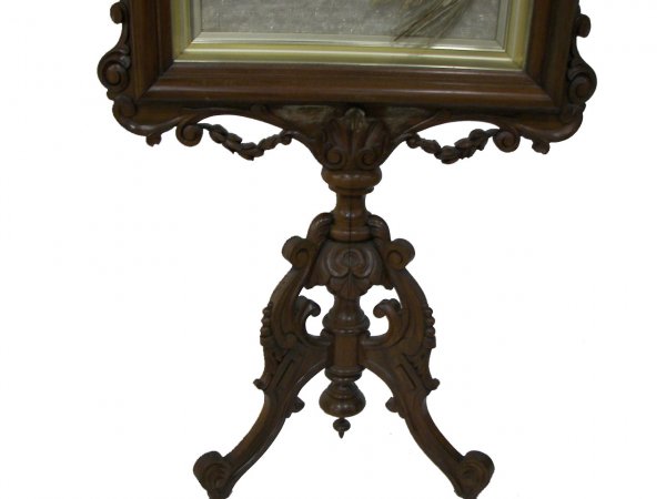 19th C. Brooks Bros. walnut pedestal firescreen - 6