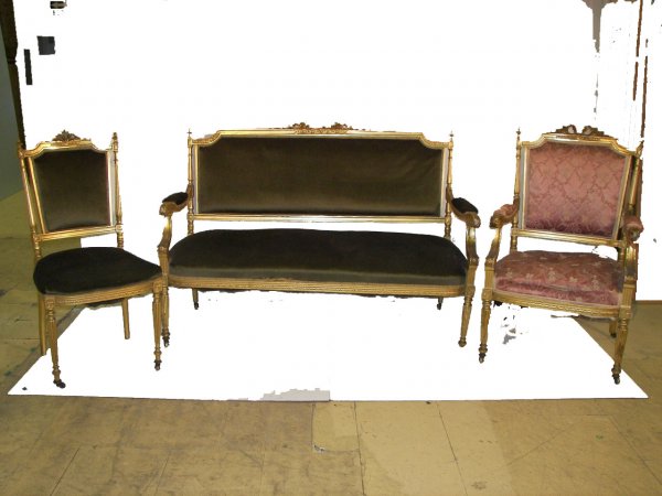 19th C. gilded 3 pc. French style salon set