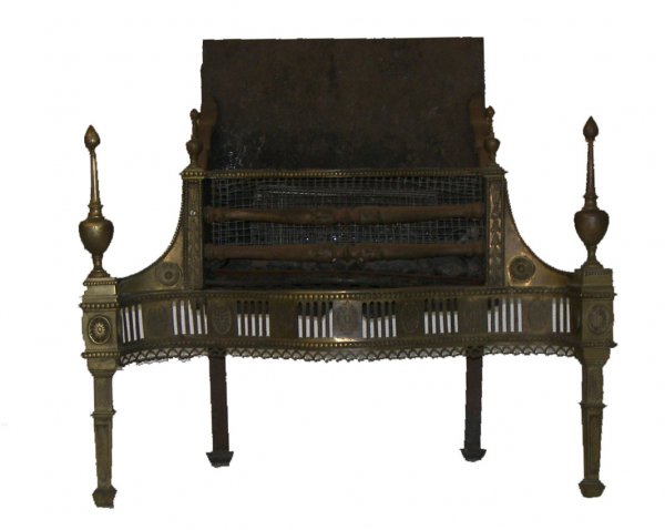 Fancy 19th C. Adams style bronze fireplace insert l