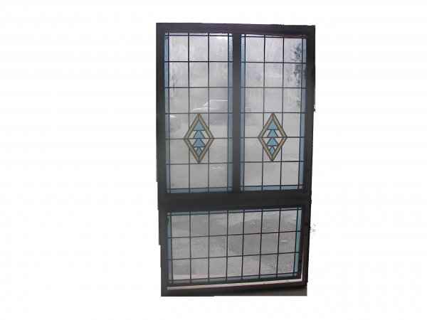 Pair of 19th C. French stained and leaded glass dou