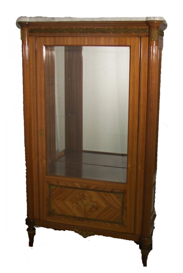 19th C. French kingswood floral inlaid marble top v