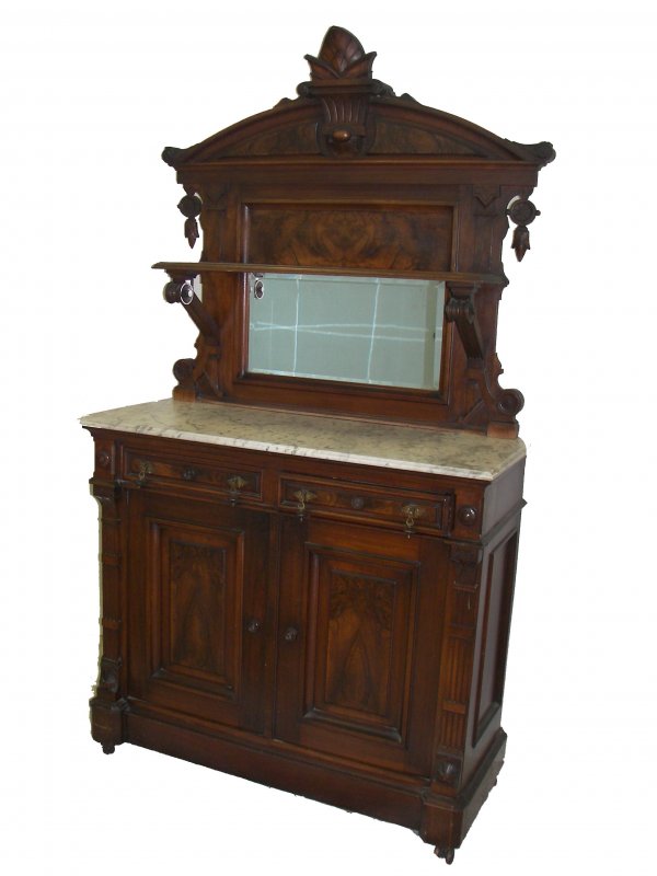 Antique Victorian walnut marble top sideboard attri