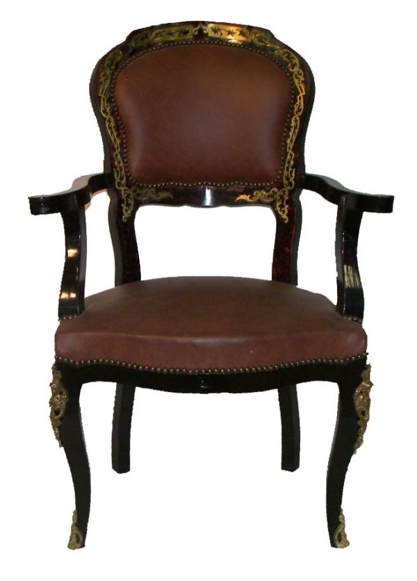 20th C. brass inlaid armchair w/mounts