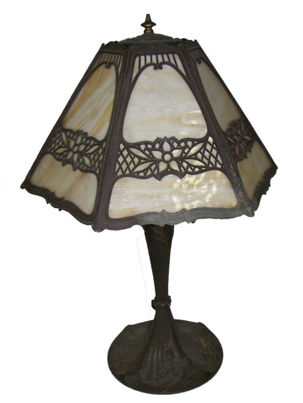 Bradley &Hubbard panel glass table lamp