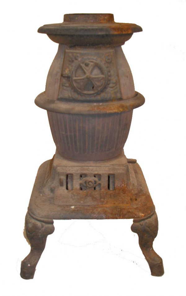 312 19th C. cast iron coal potbelly kitchen stove by K