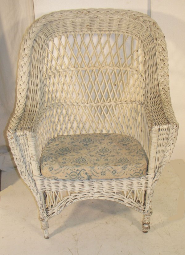 White wicker armchair