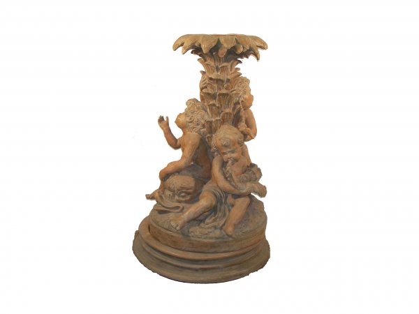 55" Terracotta garden fountain with cherubs