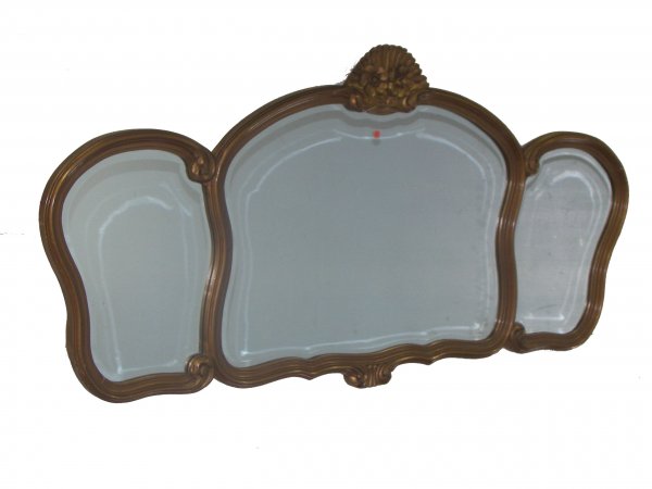 French LXV style 3 panel beveled glass mirror