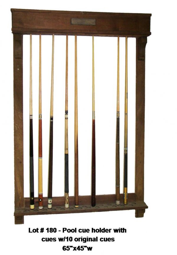 Pool cue holder with cues w/10 original cues: Pool cue holder with cues w/10 original cues 65"x45"w