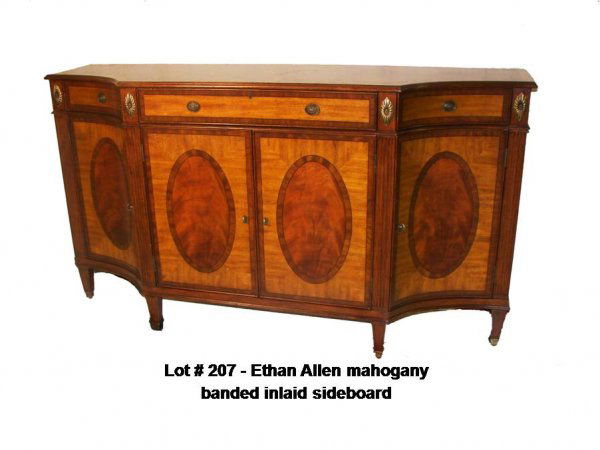 Ethan Allen mahogany banded inlaid sideboard: Ethan Allen mahogany banded inlaid sideboard