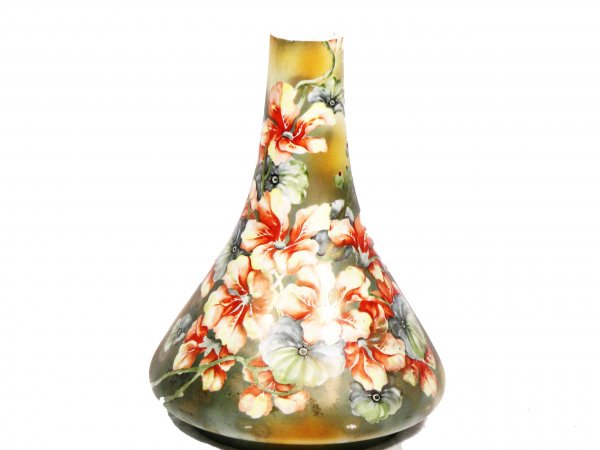 Nippon 13" floral hand painted vase: Nippon 13" floral hand painted vase