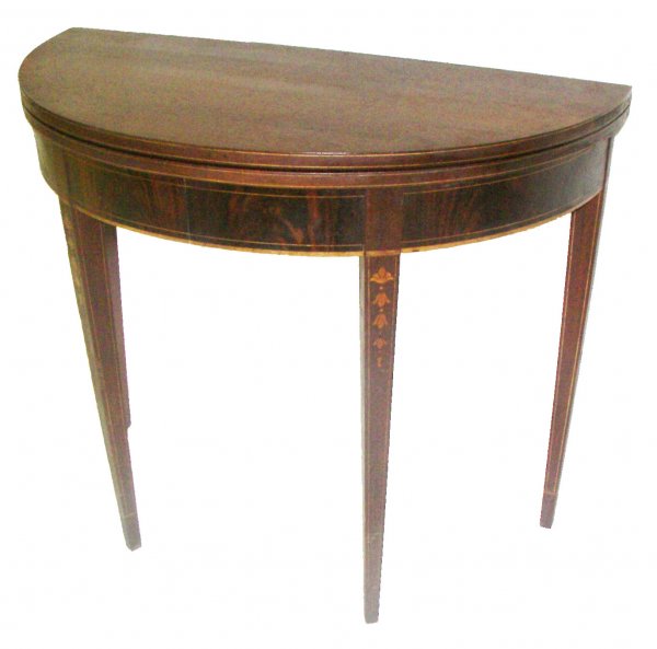 Period Hepplewhite inlaid flip top console table: Period ca. 1820 Hepplewhite inlaid flip top console table30"hx36"wx18"d