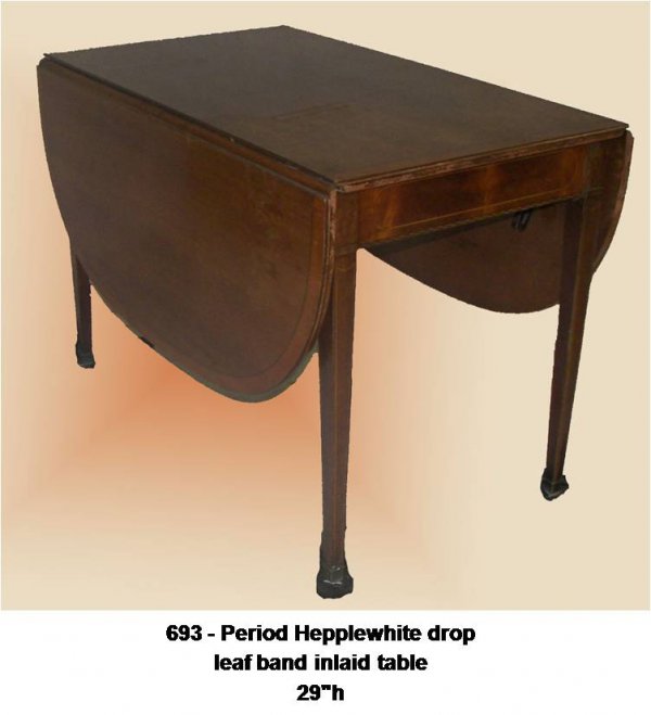 Period Hepplewhite dropleaf band inlaid table: Period Hepplewhite dropleaf band inlaid table29"h