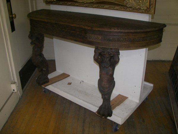 Man of the mountain oak console: Man of the mountain oak console