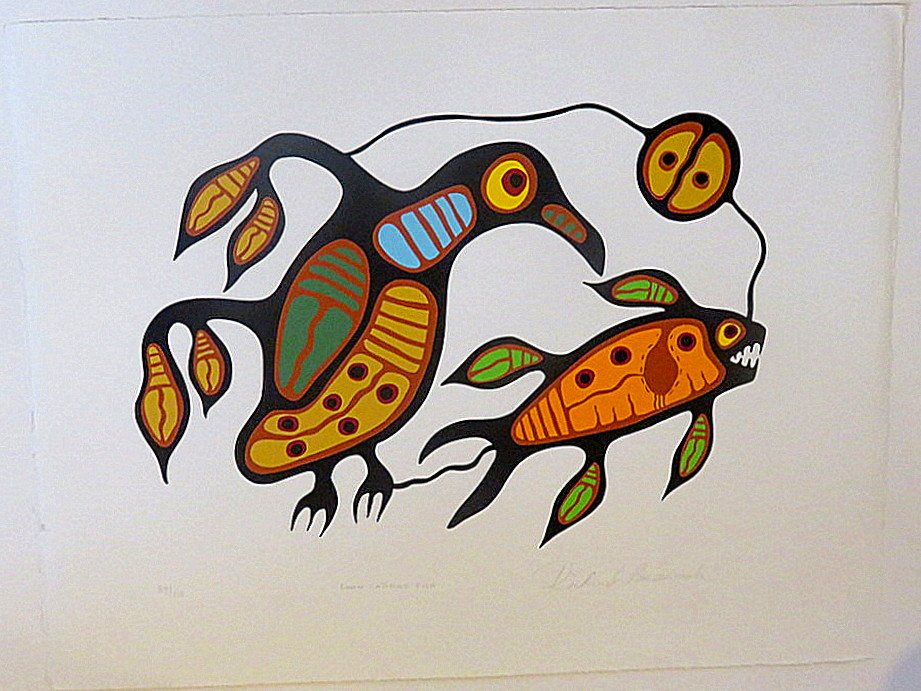 Richard Bedwash (1936-2007 Canadian) Loon Catching Fish (1 of 3)