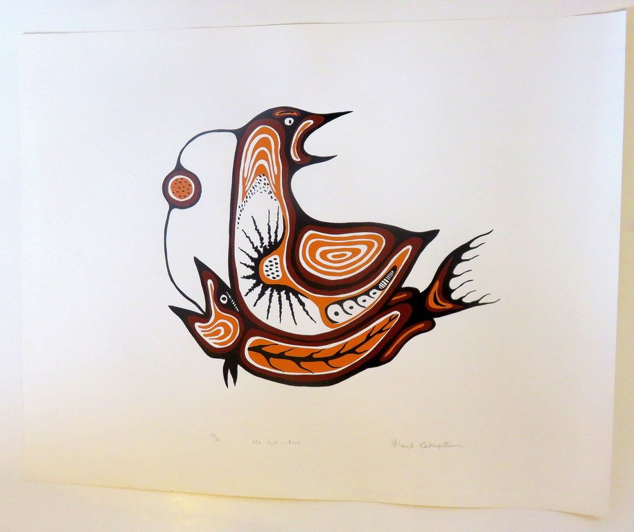 Lloyd Kakepetum - Sea Gull and Fish - Rare Silkscreen (1 of 3)