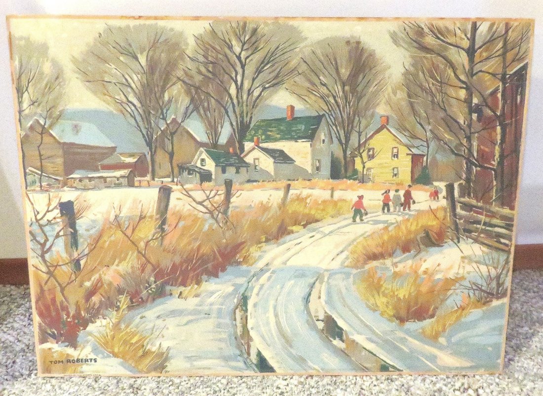 Tom Roberts - Road to the Village -Sampson Matthews: Tom Roberts (Canadian Artist) Titled: Road to the Village Wartime Sampson Matthews Silkscreen - unframed Size: 20 inches x 27 inches