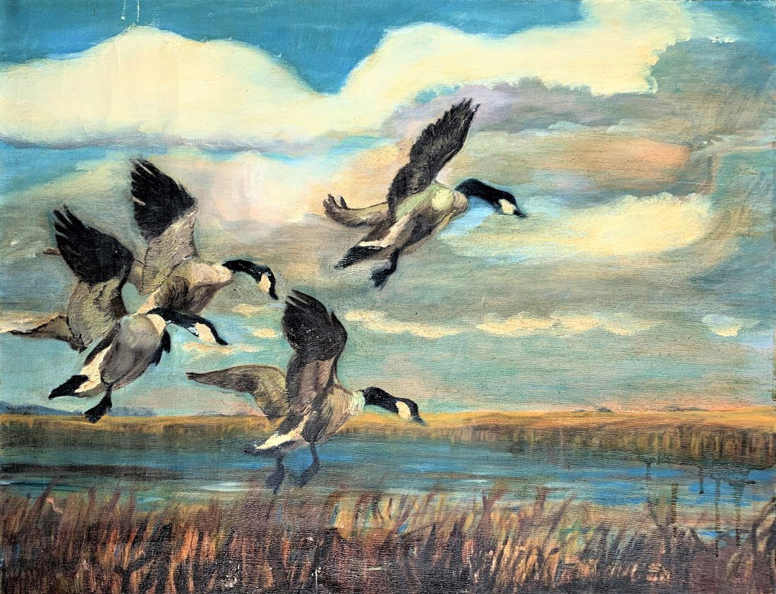Canadian Geese Landing - Oil on Canvas (1 of 5)