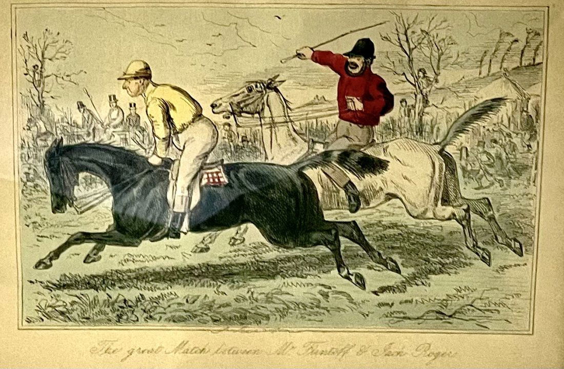 John Leech (1817-1864 British) "the Great Match between Mr. Flintoff & Jack Rogers" c.1860 (1 of 4)