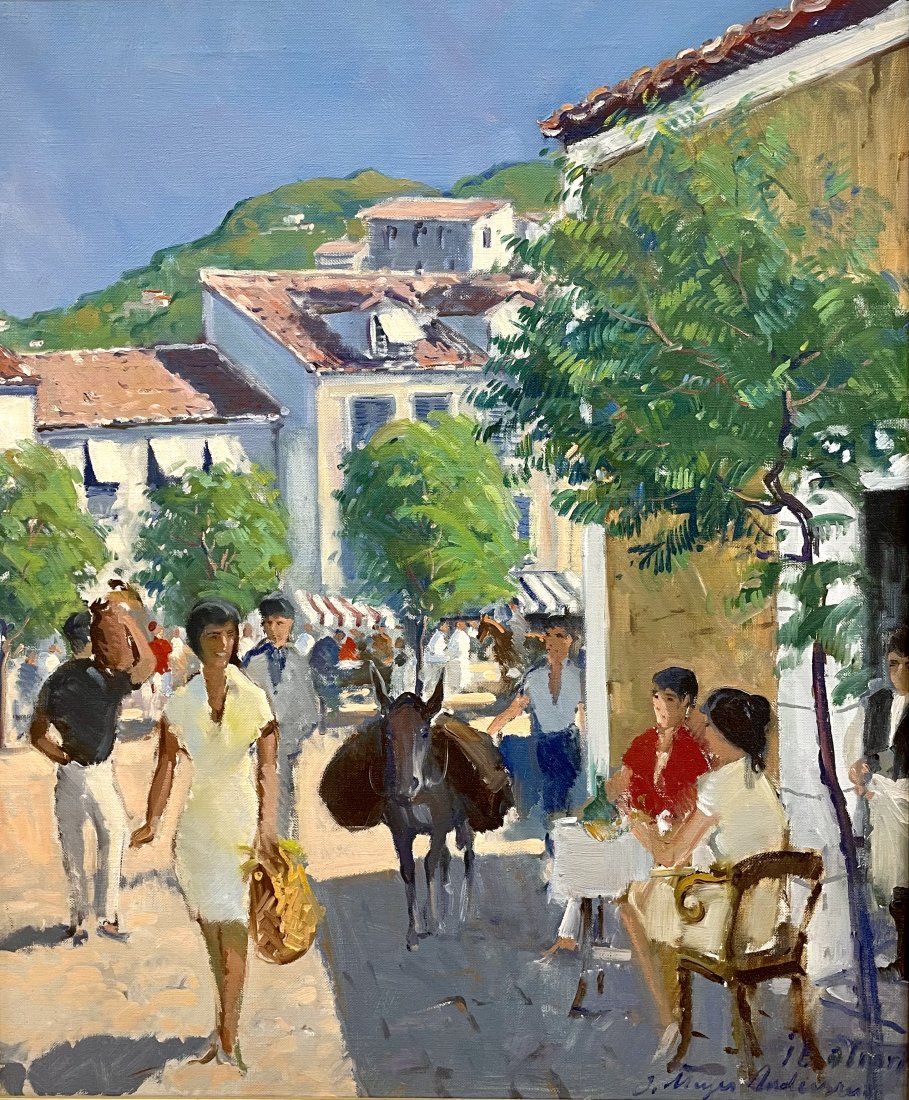 Johan Meyer Anderson (1918-2005) Danish - Oil Painting of a Street Café (1 of 4)