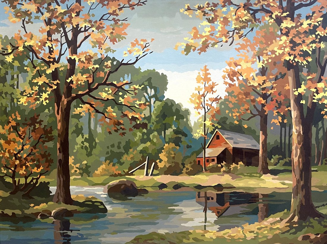 Large Framed Vintage Paint by Numbers by Unknown Artist (1 of 3)