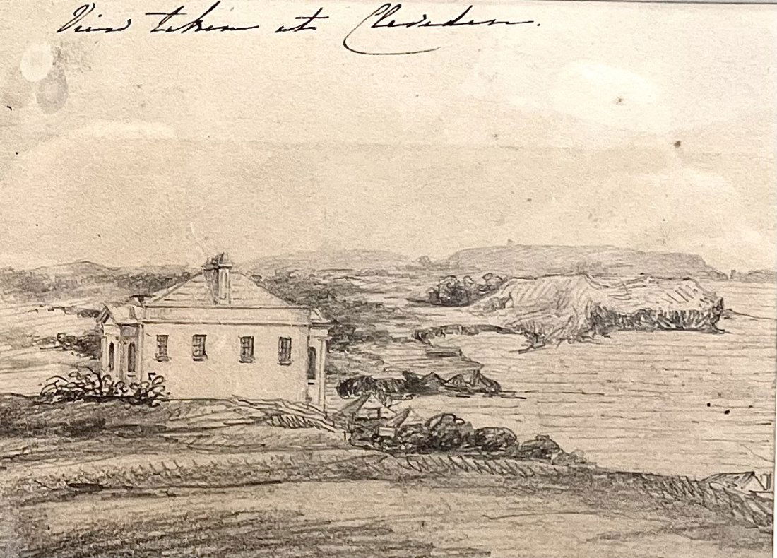 Pencil Sketch of a Coastal Estate by Unknown Artist (1 of 4)