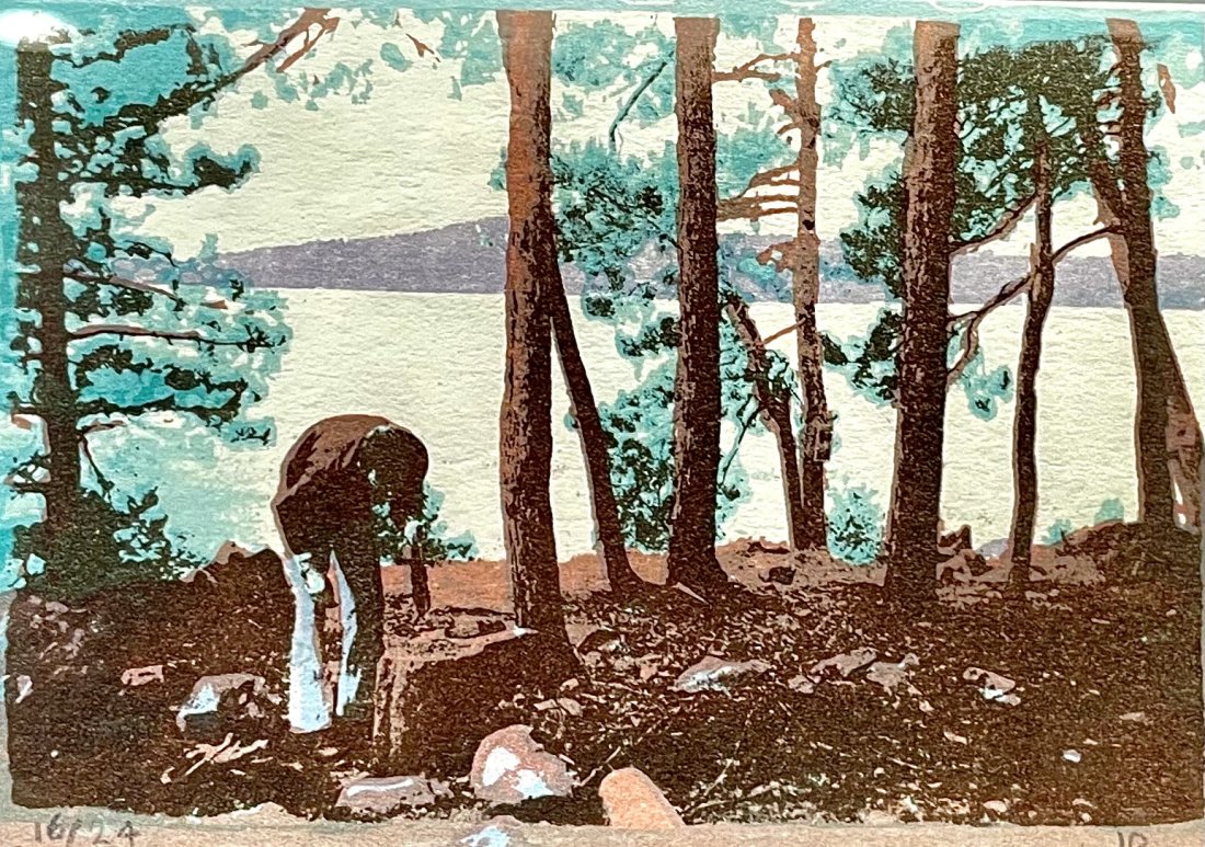 Woodblock of Man Chopping Wood by Unknown Artist (1 of 5)