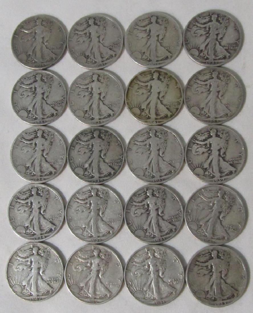 One Roll (20) Walking Liberty Half Dollars (1 of 2)