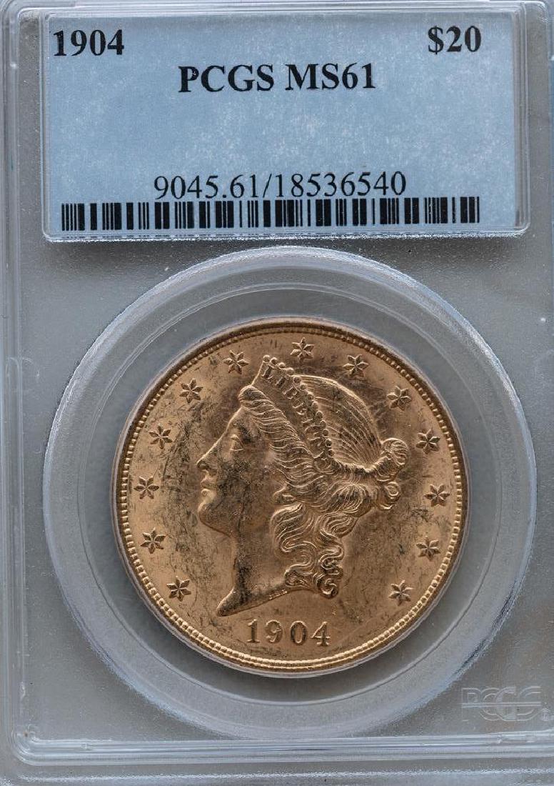 1904 Liberty Head $20 Twenty Dollar Gold Coin PCGS MS61 (1 of 2)