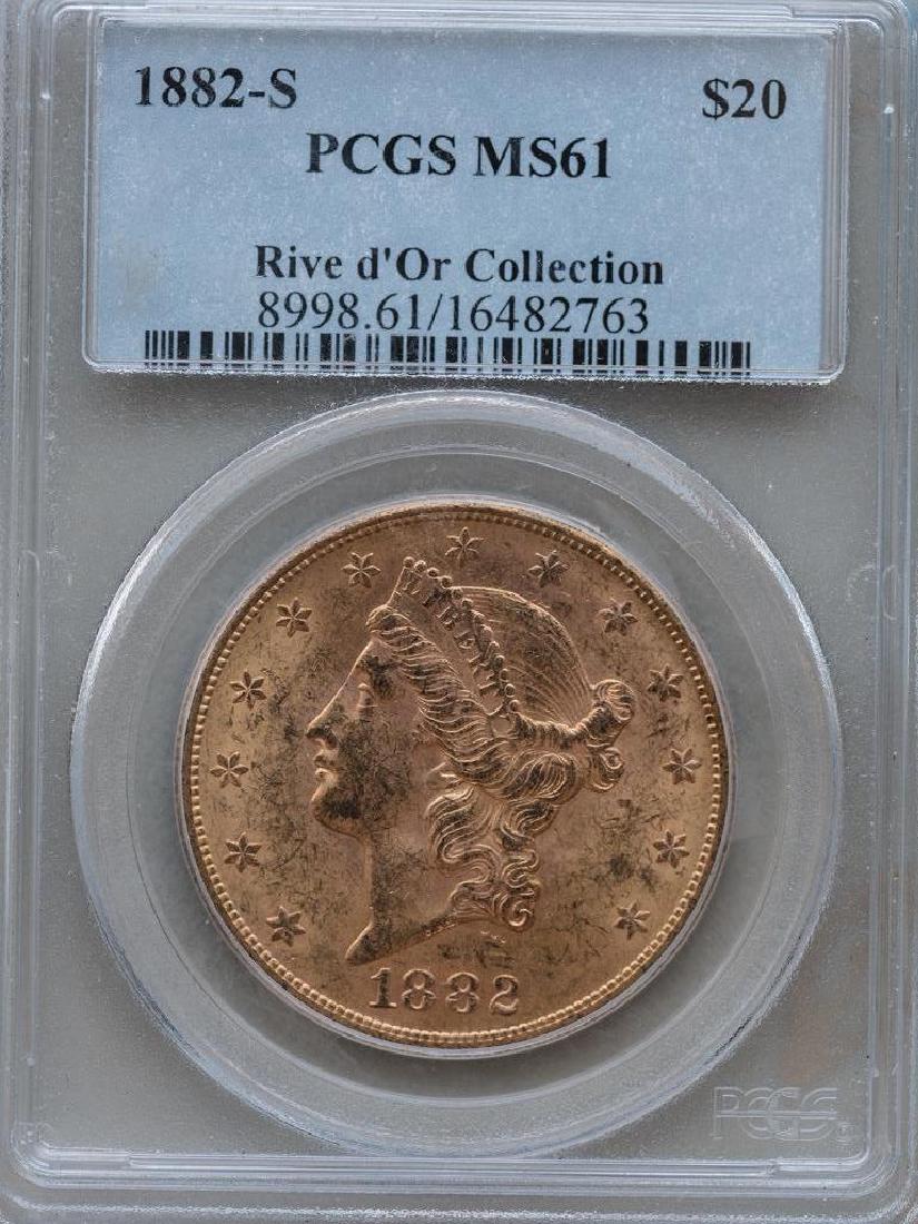 1882-S Liberty Head $20 Twenty Dollar Gold PCGS MS61 (1 of 2)