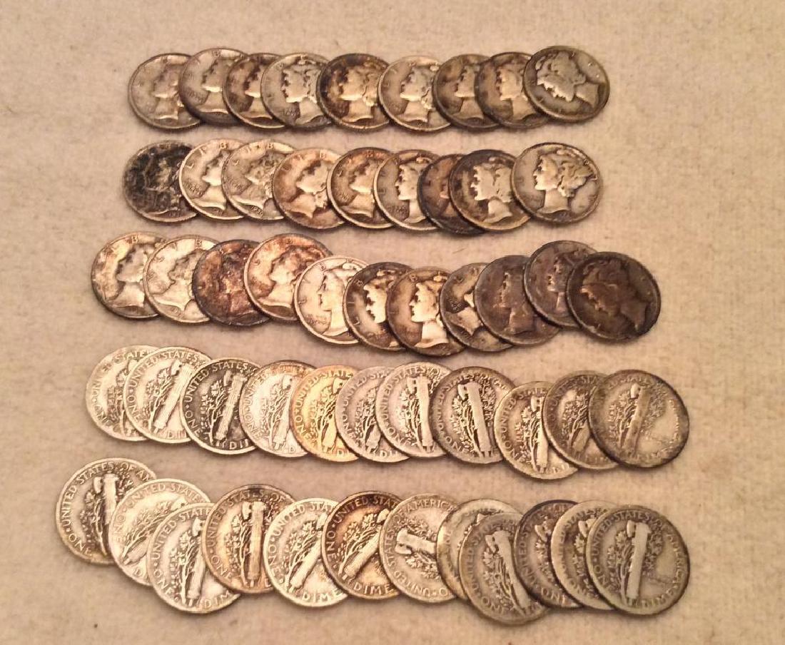 52 Circulated Mercury Dimes (1 of 3)
