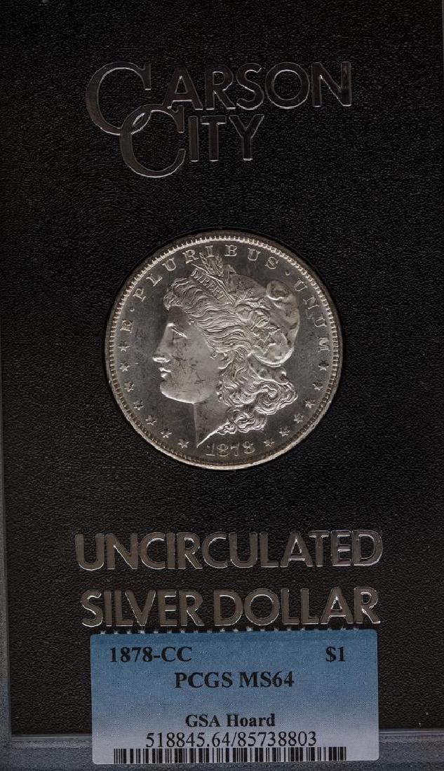 Beautiful 1878CC GSA Morgan Silver Dollar PCGS MS64 (1 of 4)
