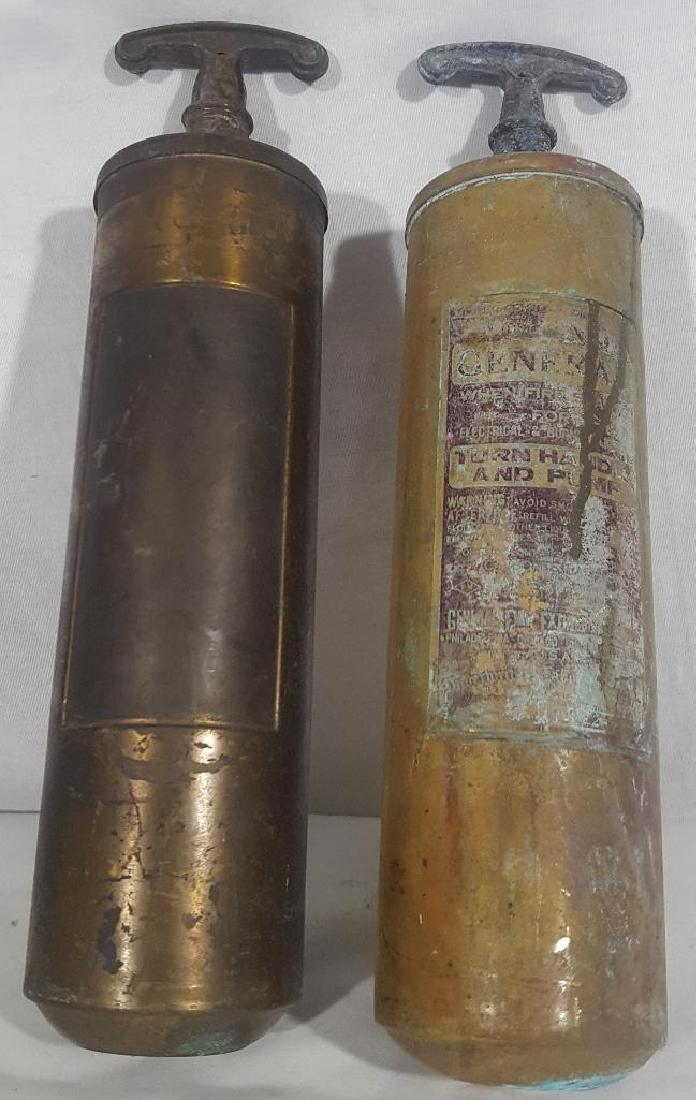 2 Antique Brass Pyrene Type Fire Extinguishers (1 of 2)