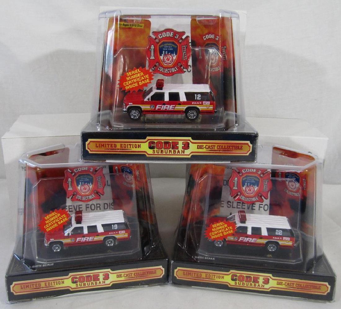 3 F.D.N.Y Code 3 Suburban  Vechicles # 10, 12 & 22 NIB (1 of 1)