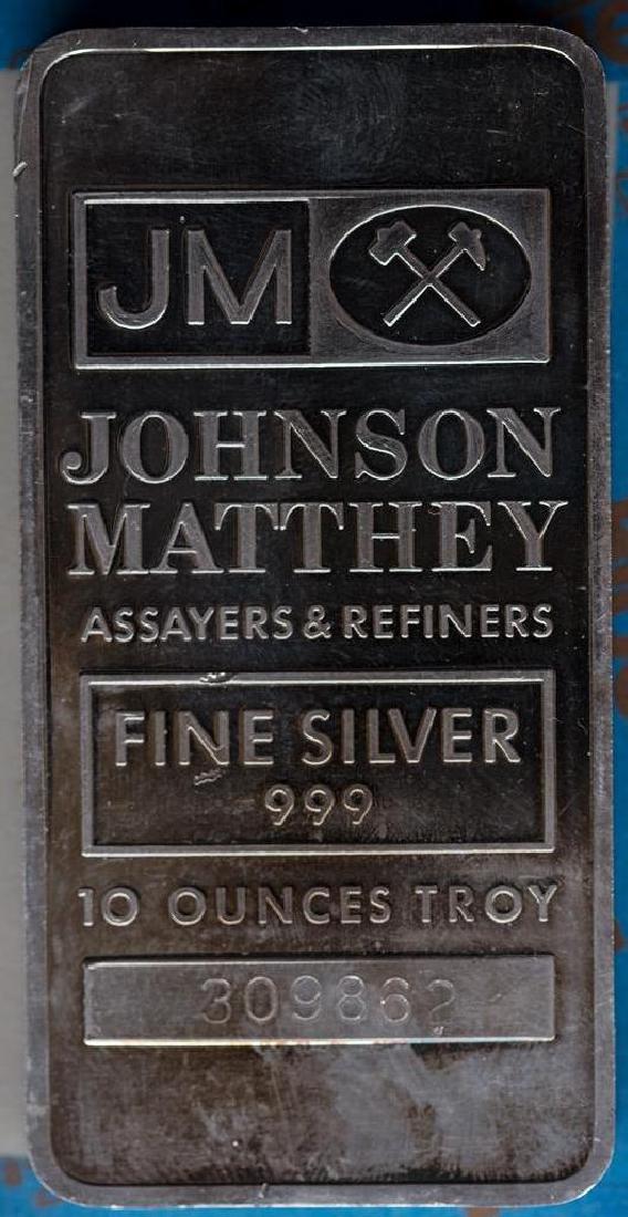 Johnson Matthey 10 Troy Oz .999 Silver Bar (1 of 2)